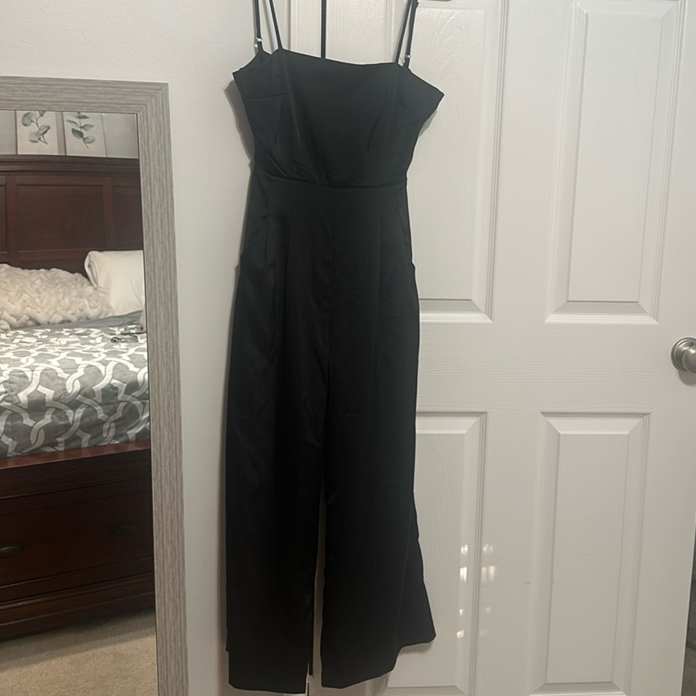 Showpo black satin jumpsuit BRAND NEW WITH TAGS